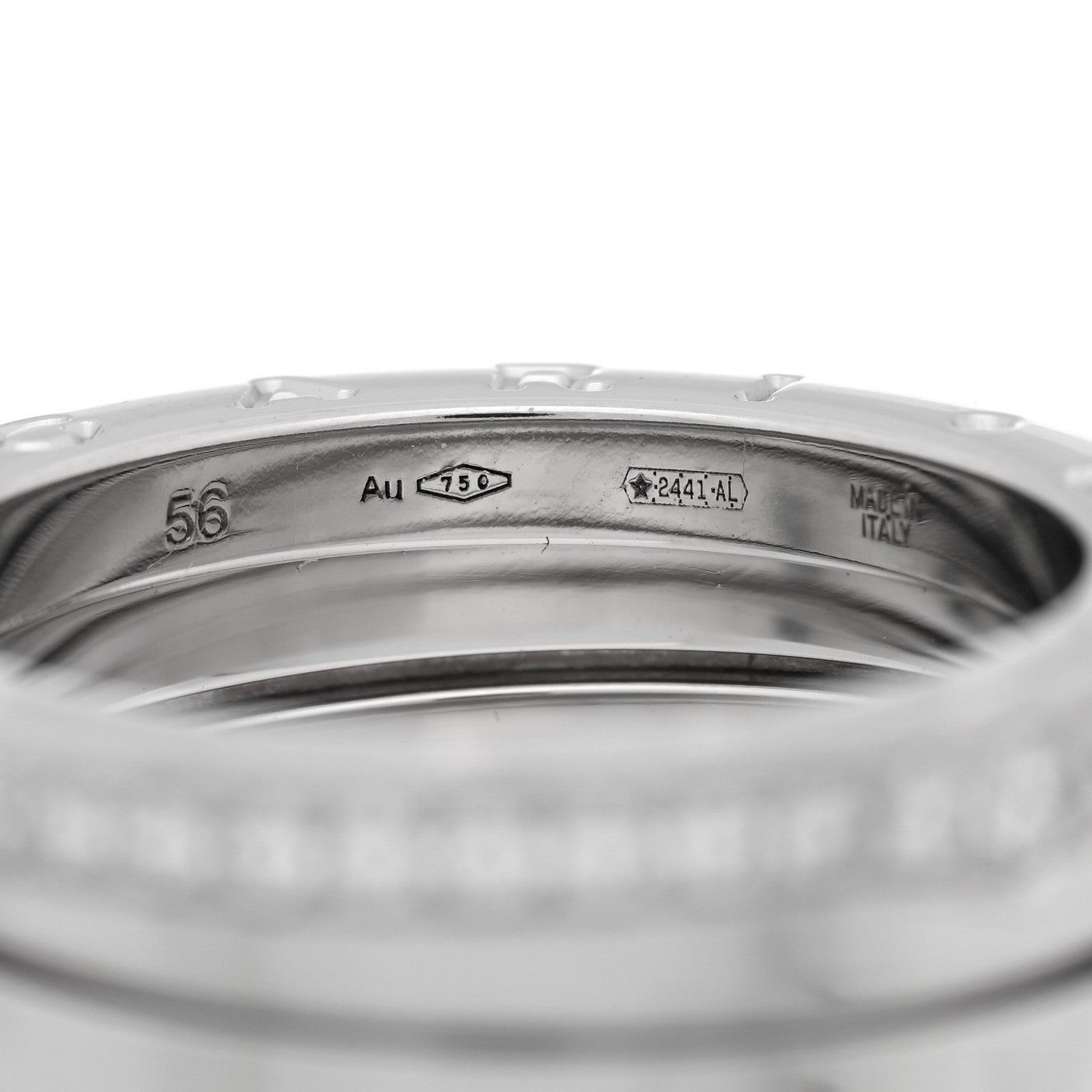 18K White Gold Diamond B.Zero1 Four-Band Pave Ring 56 7.5