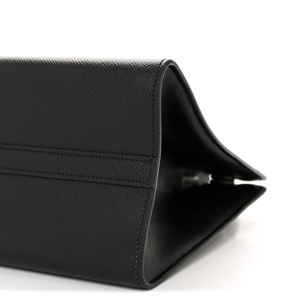 Saffiano Cuir Calfskin Small Monochrome Top Handle Tote Black