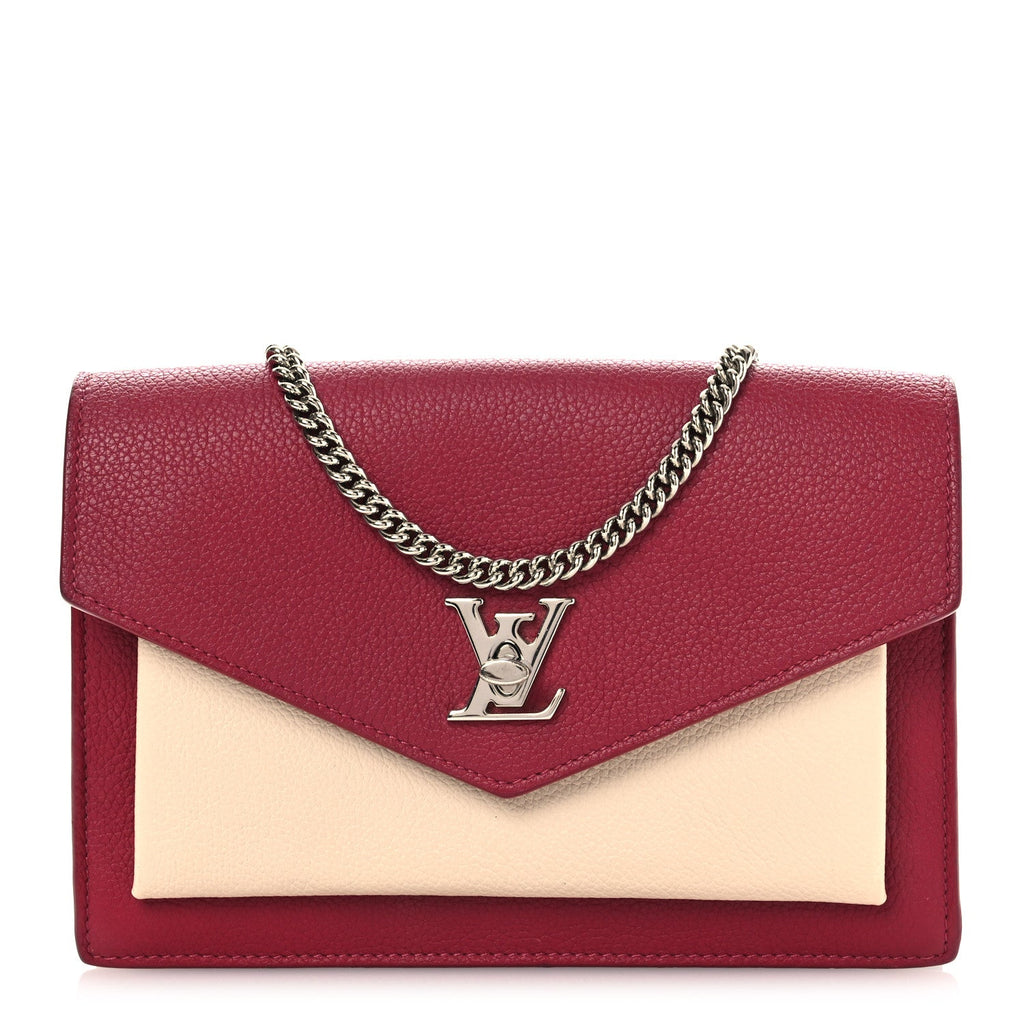 Calfskin My Lockme Chain Pochette Lie De Vin Etain Creme