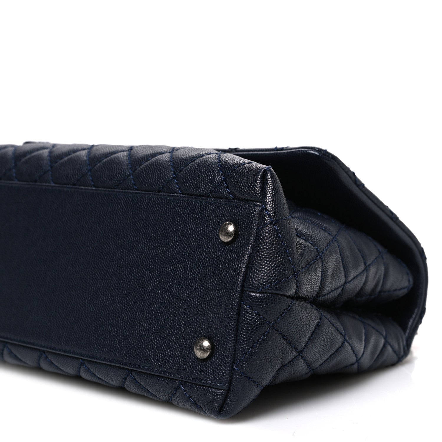 Caviar Quilted Small Coco Handle Flap Navy