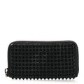 Calfskin Panettone Spiked Zip Around Wallet Black