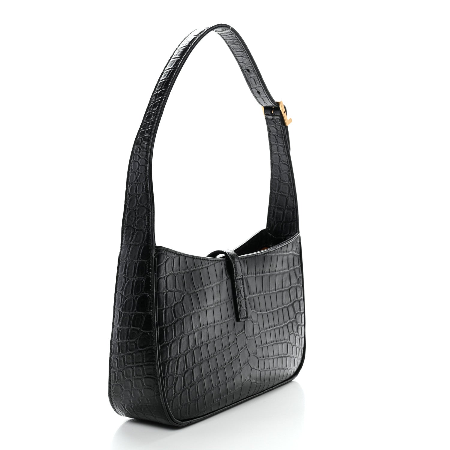 Calfskin Crocodile Embossed LE 5 A 7 Hobo Black