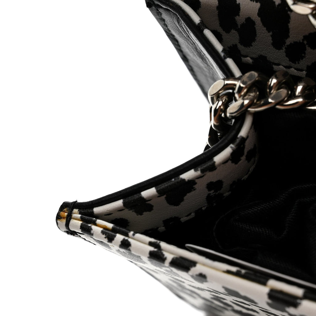 Calfskin Leopard Small Monogram Kate Satchel White Black