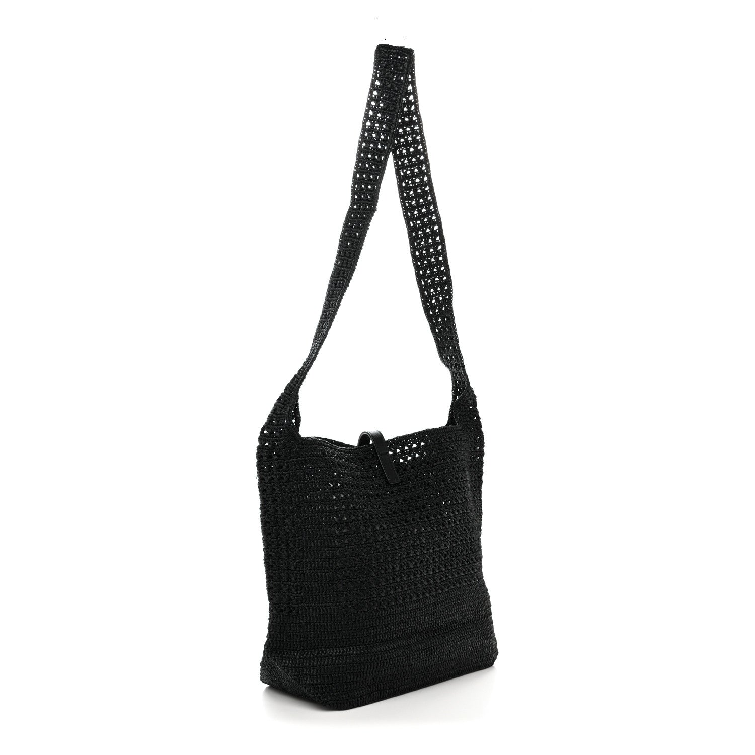 Raffia Monogram Le 5 A 7 Medium Tote Black