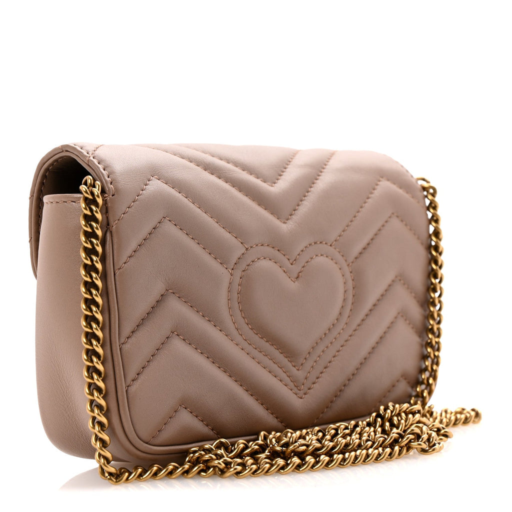 Calfskin Matelasse Super Mini GG Marmont Shoulder Bag Porcelain Rose