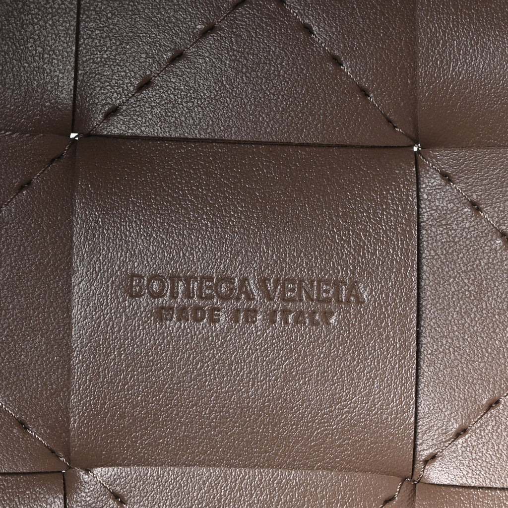 Nappa Maxi Intrecciato Small Cassette Bucket Bag Dark Taupe