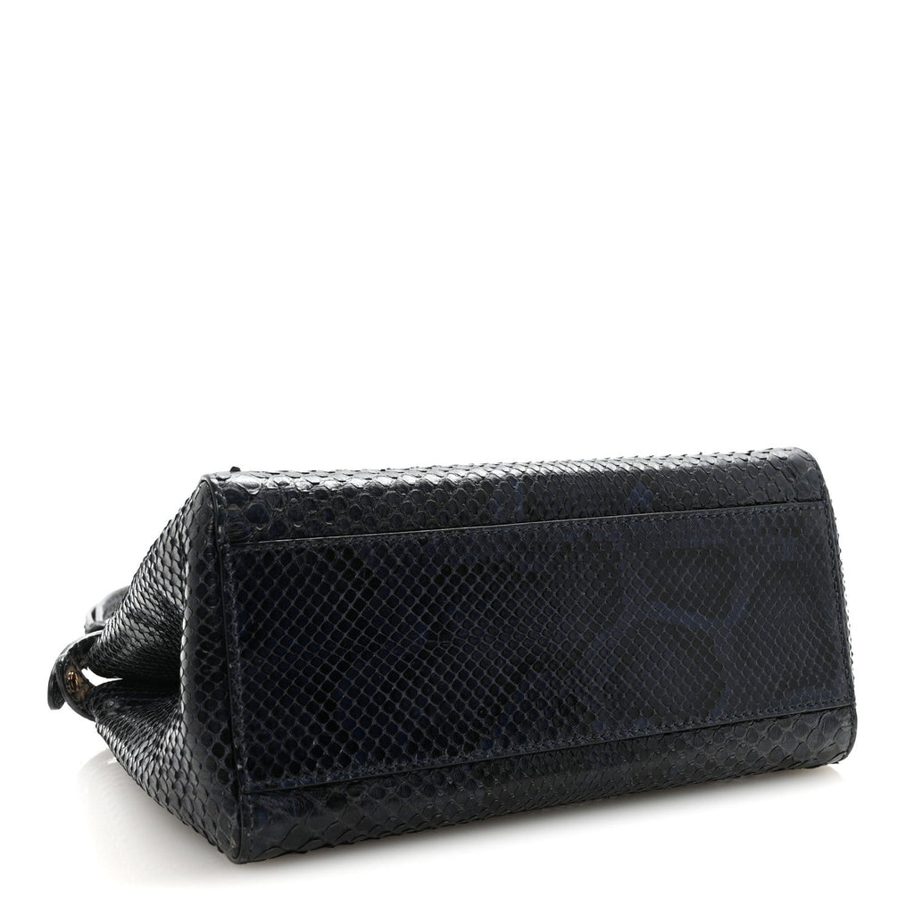 Python Shiny Nappa Mini Peekaboo Iconic Satchel Blue Jeans