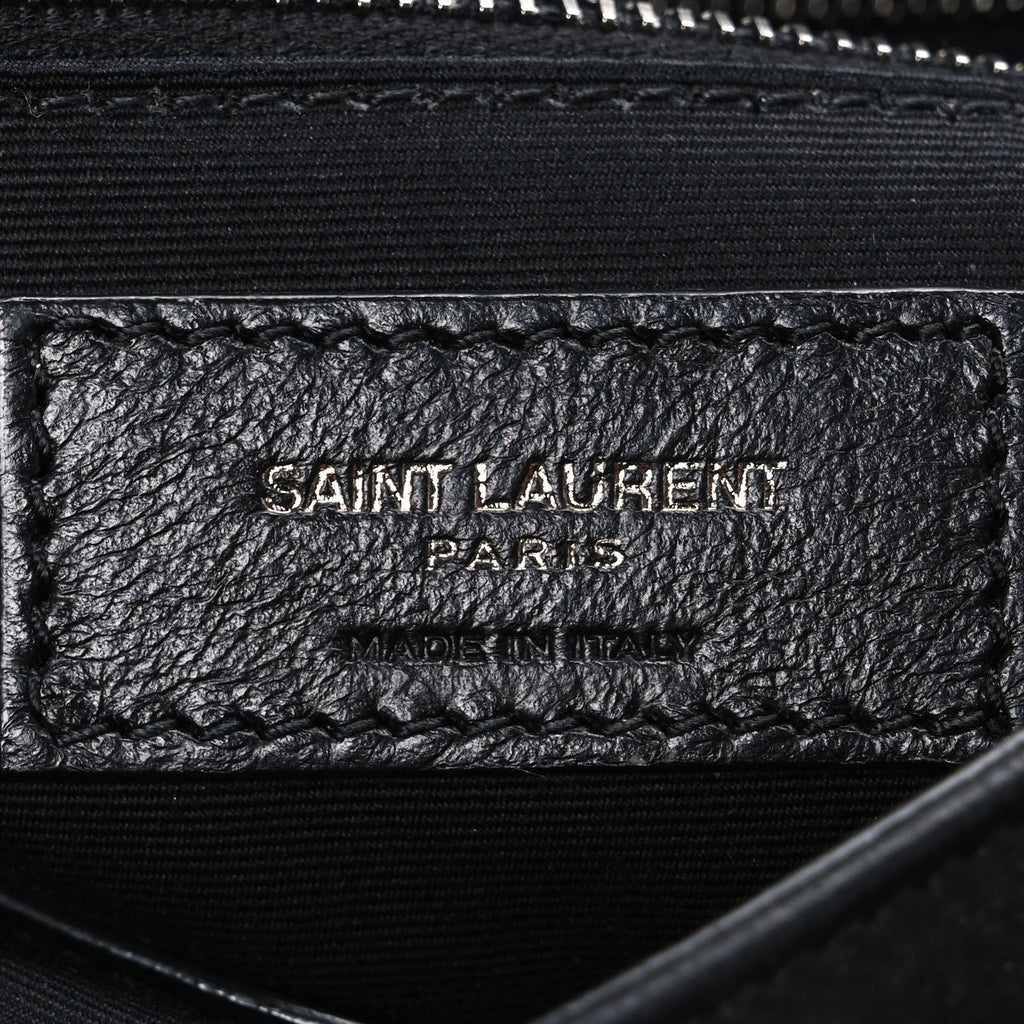 Nubuck Crocodile Embossed Monogram Medium Niki Chain Satchel Black