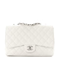 Caviar Quilted Jumbo Single Flap White