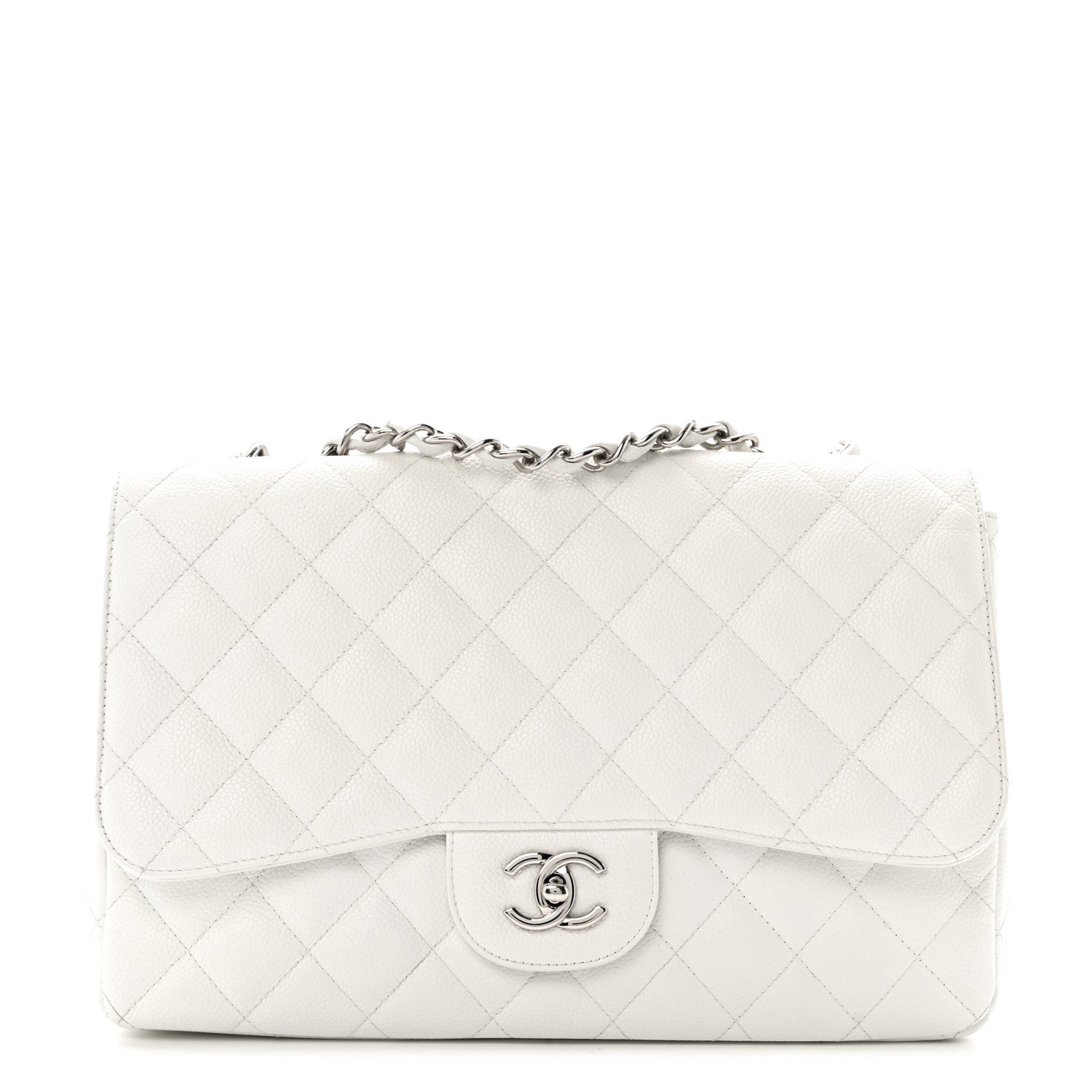 Caviar Quilted Jumbo Single Flap White