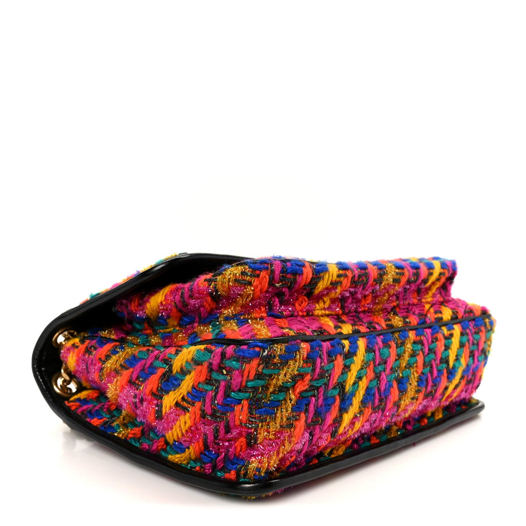 Tweed Calfskin Matelasse Monogram Medium Niki Chain Satchel Multicolor