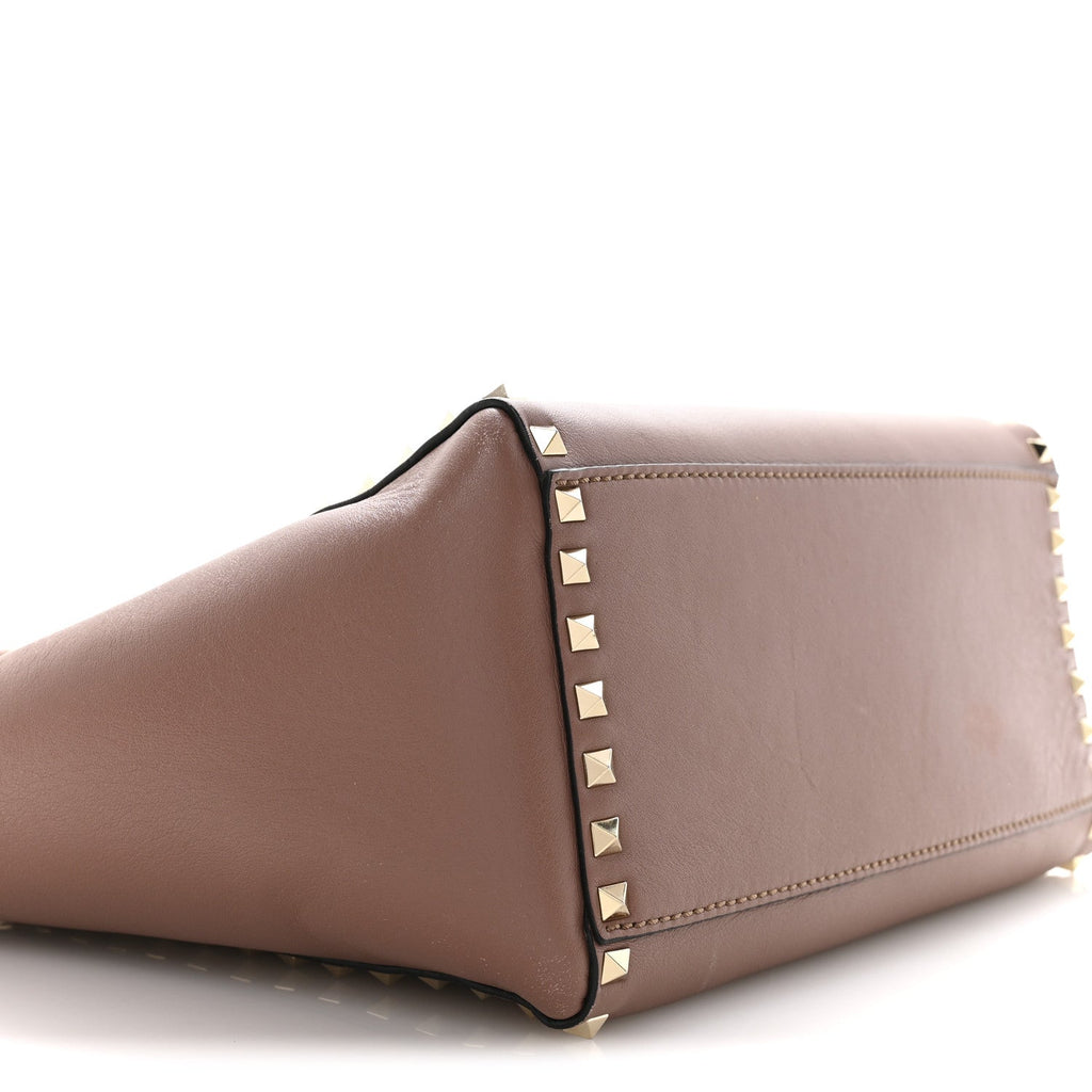 Vitello Small Rockstud Double Handle Tote Antique Rose