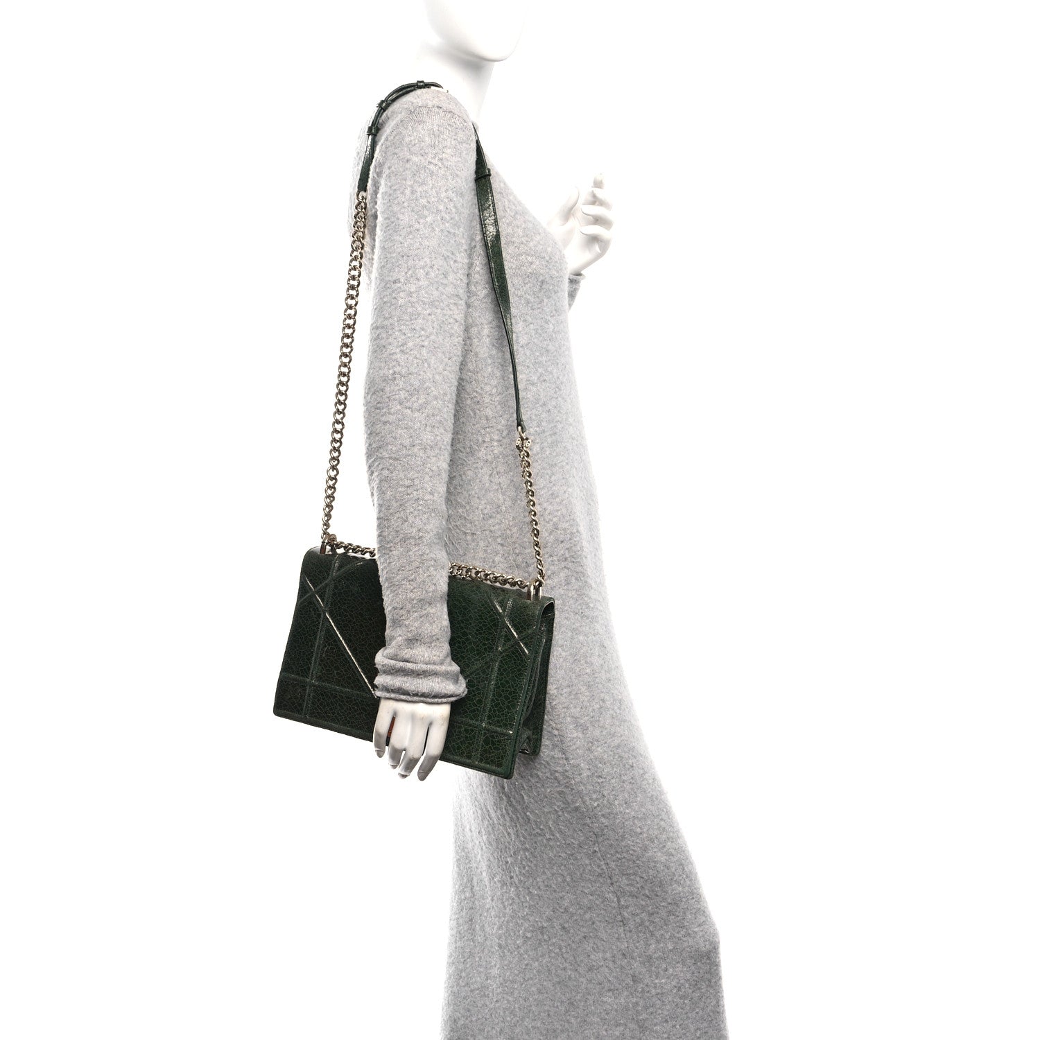 Ceramic Effect Deerskin Large Diorama Flap Bag Malachite Green