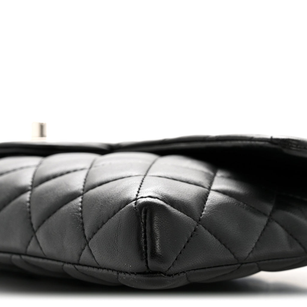 Lambskin Quilted Flap Clutch Black