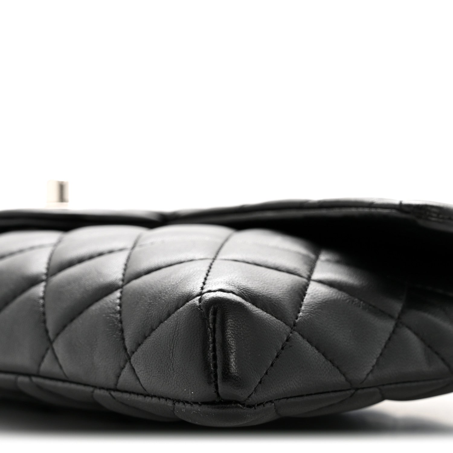 Lambskin Quilted Flap Clutch Black