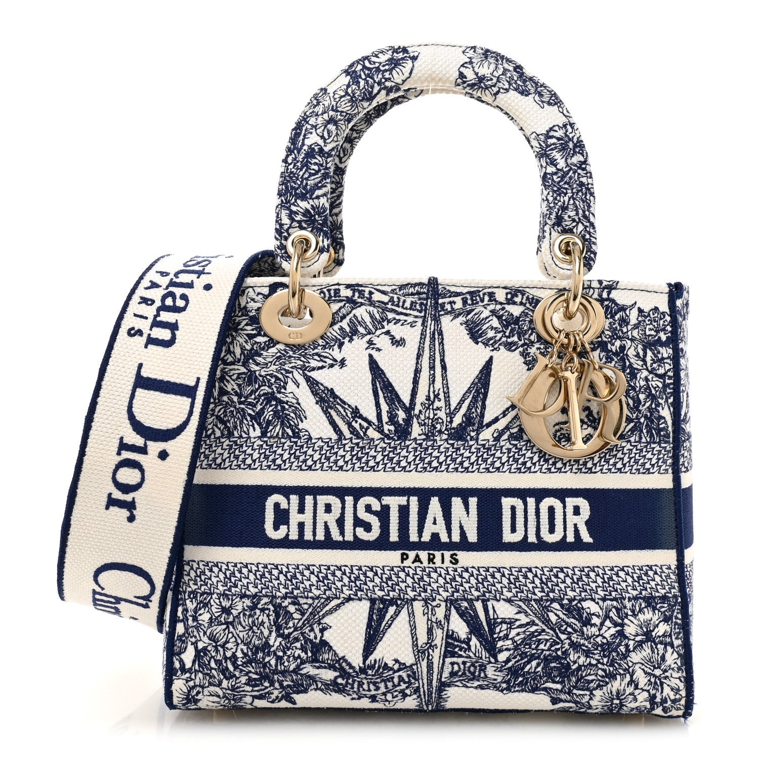 Canvas Reverse Embroidered Rêve d'Infini Medium Lady D-Lite Blue Multicolor