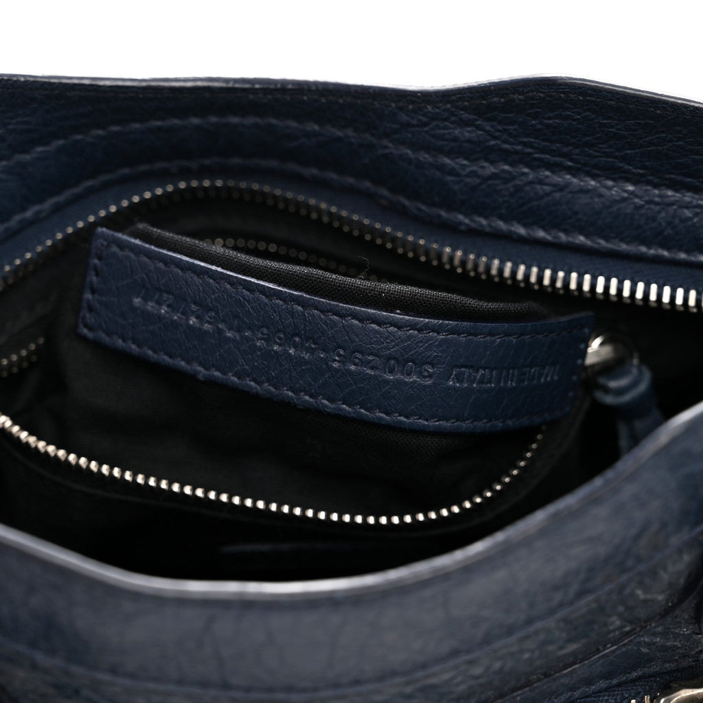 Agneau Classic Silver Hardware Mini City Bleu De Minuit