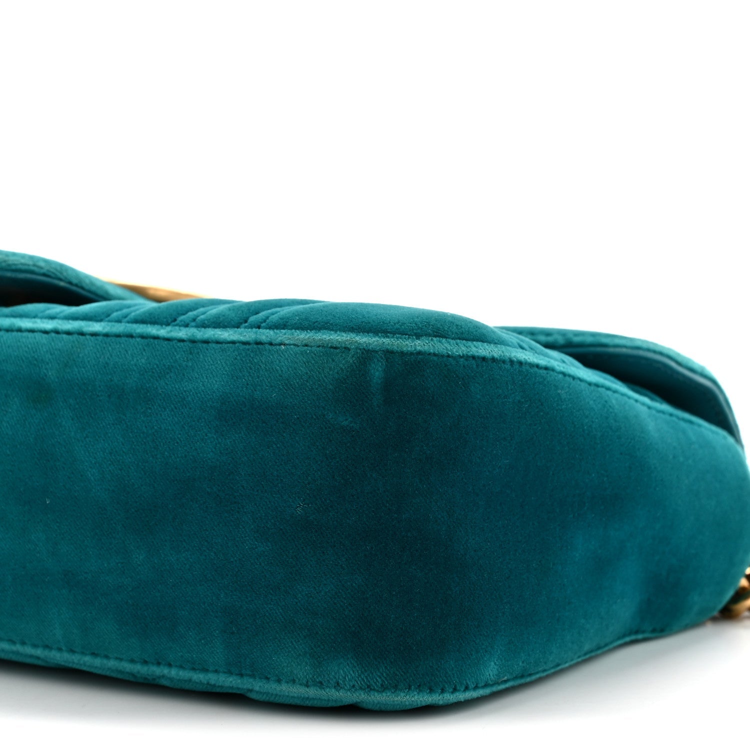 Velvet Matelasse Small GG Marmont Shoulder Bag Pavone Cyan