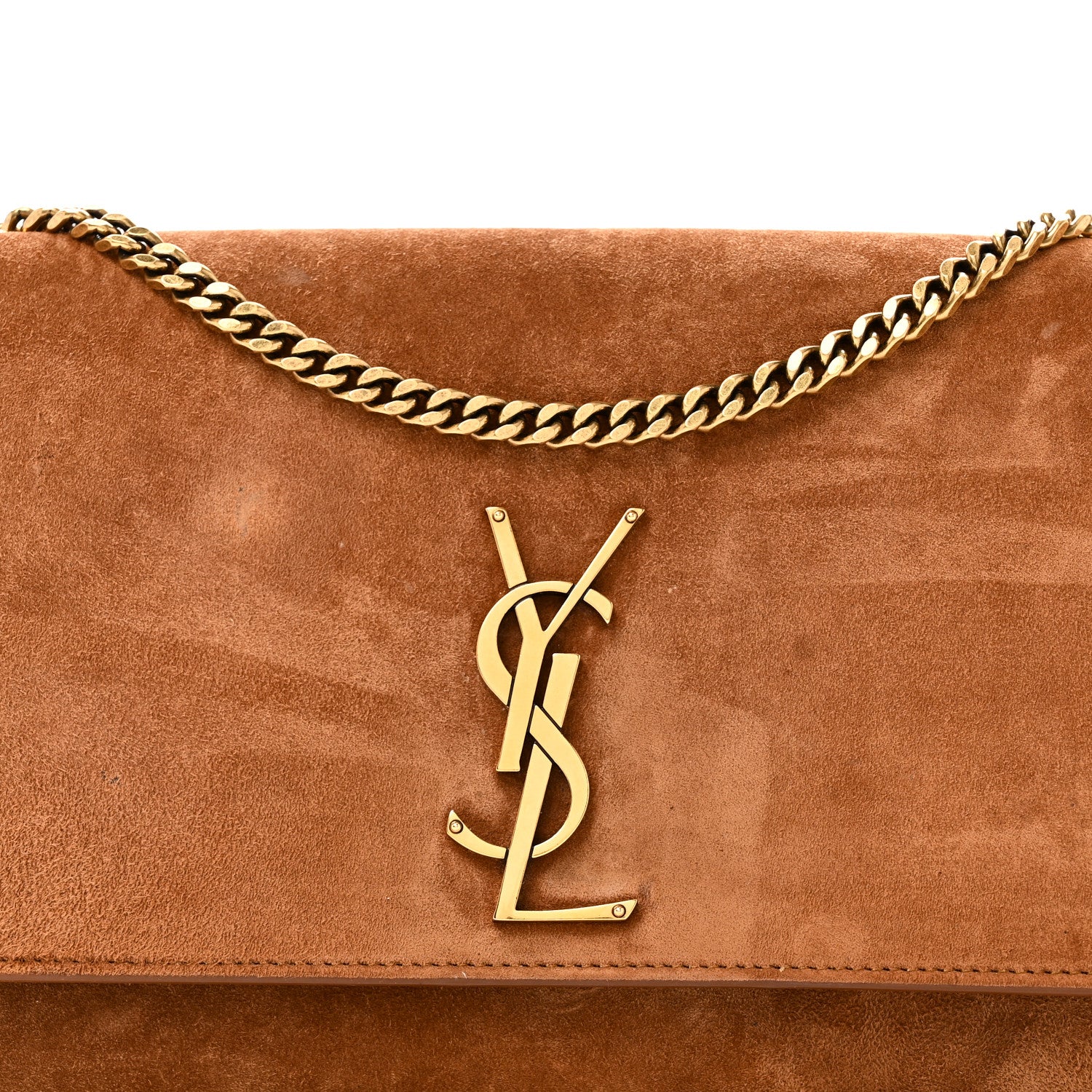 Suede Small Monogram Kate Satchel Macaron