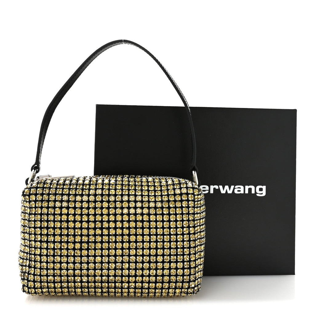 Mesh Crystal Rhinestone Mini Heiress Pouch Porcelain