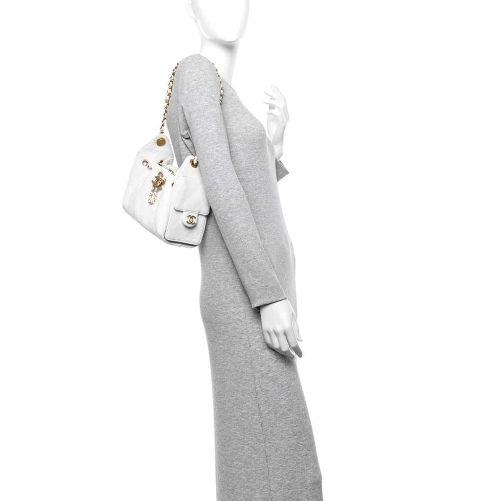 Caviar Quilted Mini Chanel 25 Handbag White