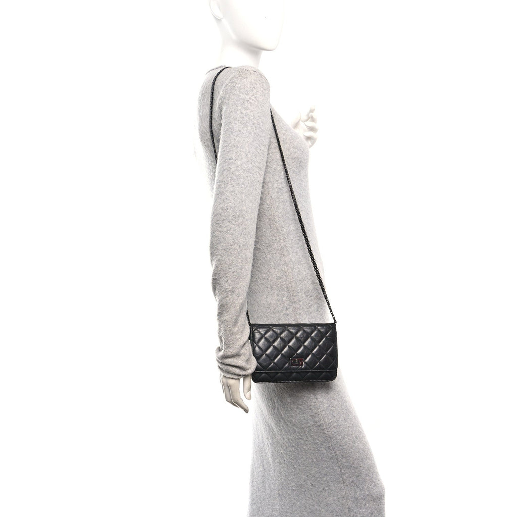 Aged Calfskin Quilted Reissue Wallet On Chain WOC So Black