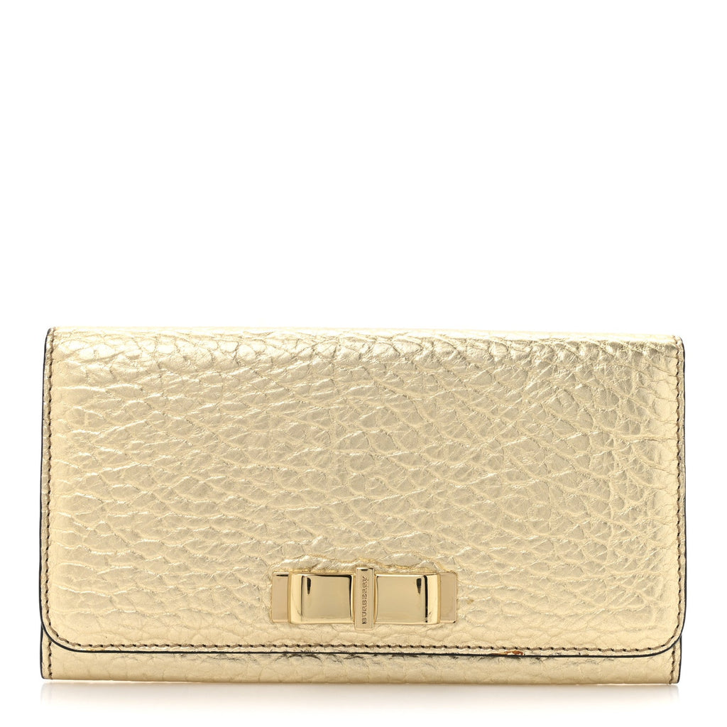Metallic Heritage Grain Penrose Bow Continental Wallet Gold