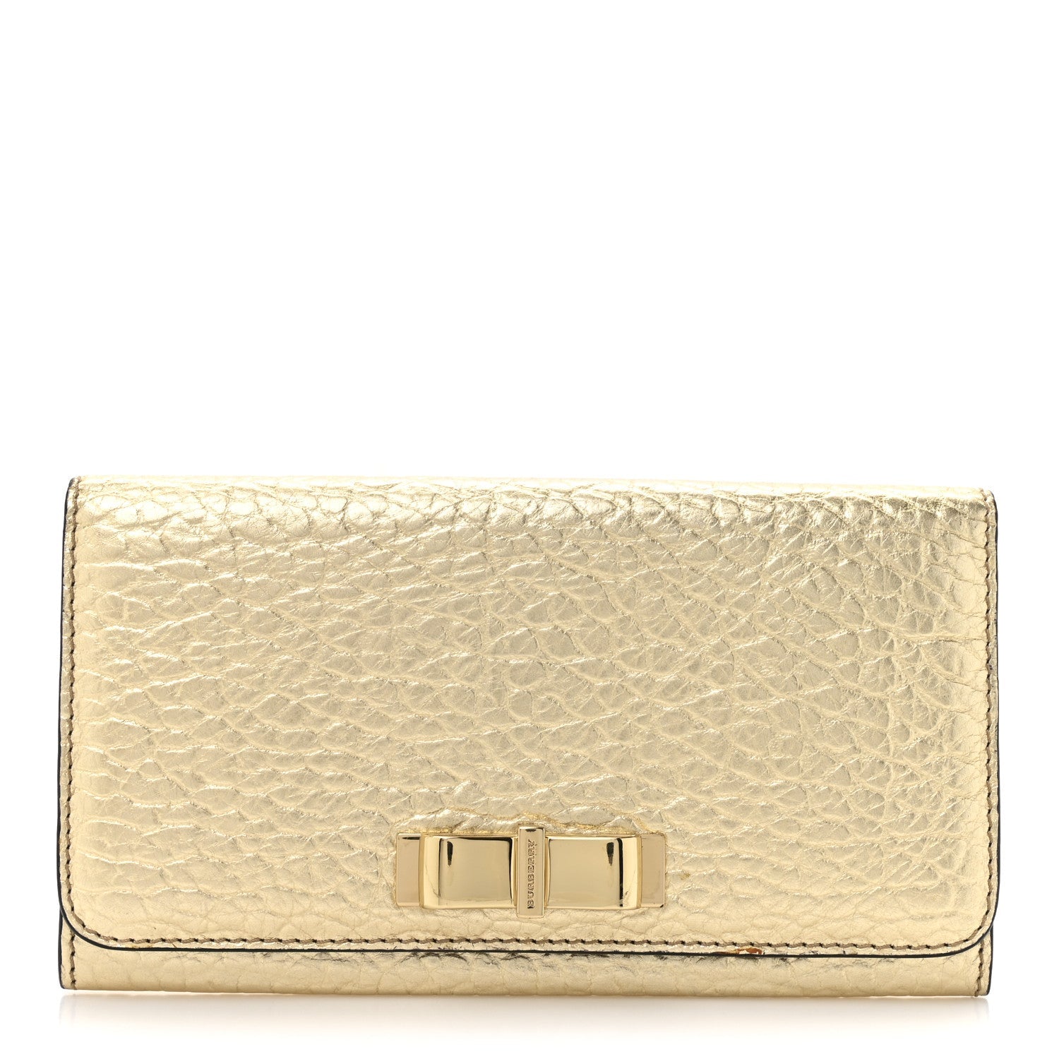 Metallic Heritage Grain Penrose Bow Continental Wallet Gold