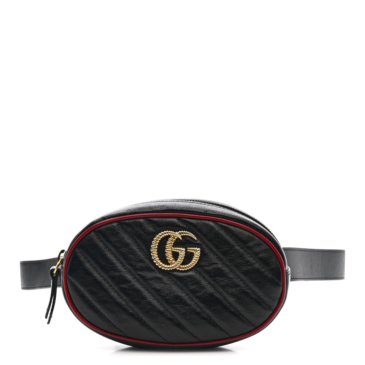 Azalea Calfskin Matelasse Diagonal Torchon GG Marmont Belt Bag 85 34 Black Romantic Cerise