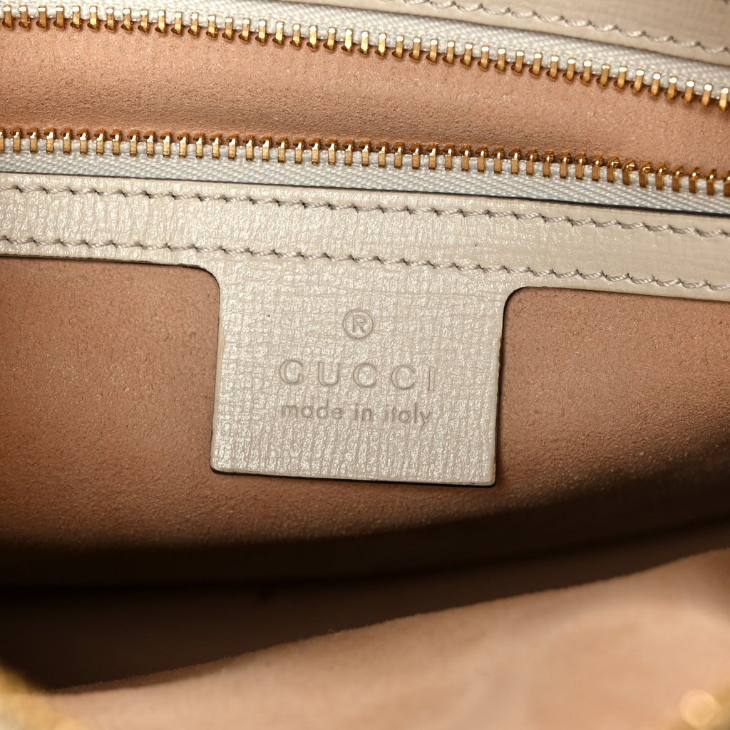 GG Supreme Monogram Small Horsebit 1955 Shoulder Bag Beige Mystic White