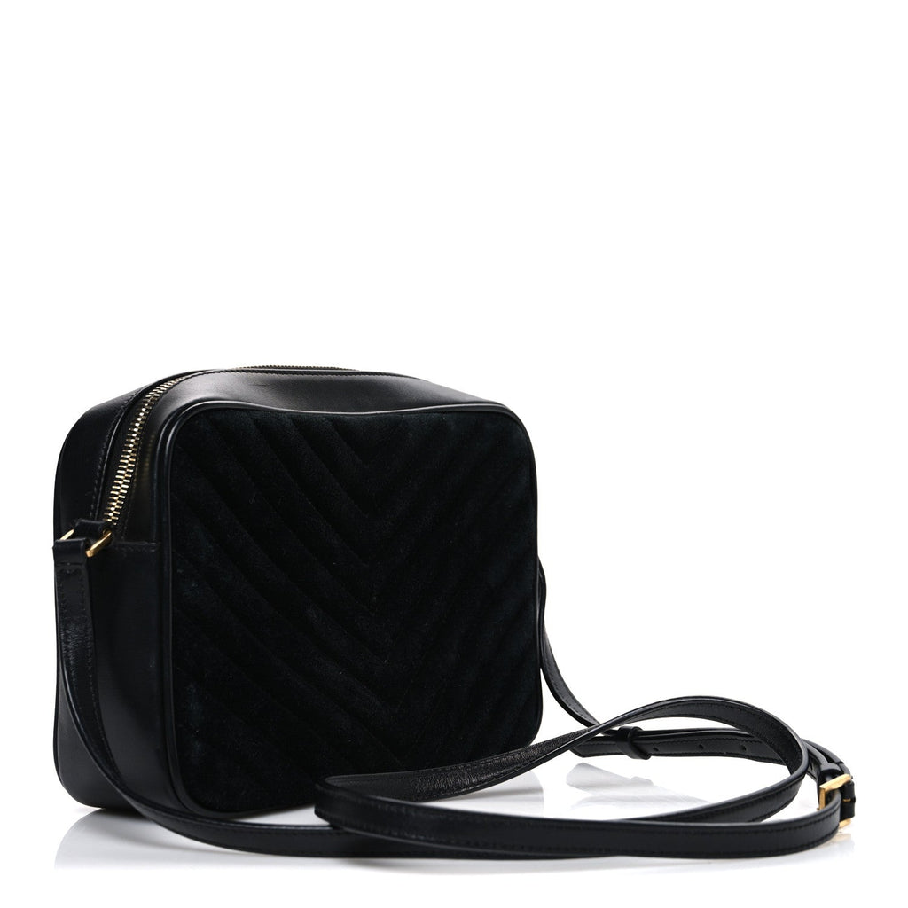 Suede Calfskin Monogram Lou Camera Bag Black