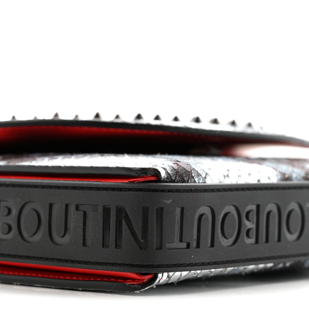 Metallic Snakeskin Spiked Explorafunk Wallet On Strap Gunmetal Black Multicolor