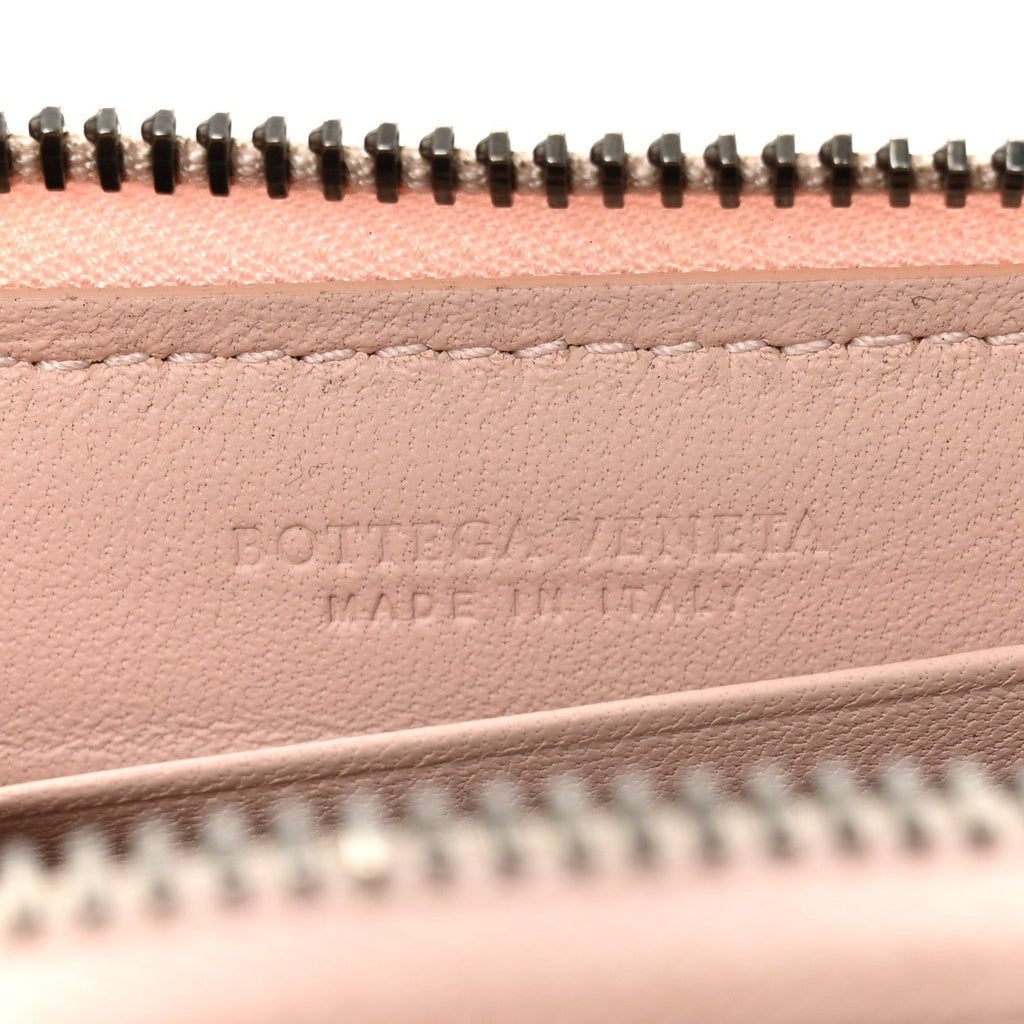 Nappa Intrecciato Small Bi-Fold Zip Wallet Pink