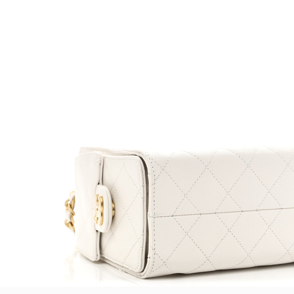 Caviar Quilted Mini Chanel 25 Handbag White