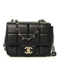 Lambskin Resin Crystal Square Quilted Mini Monacoco Flap Black