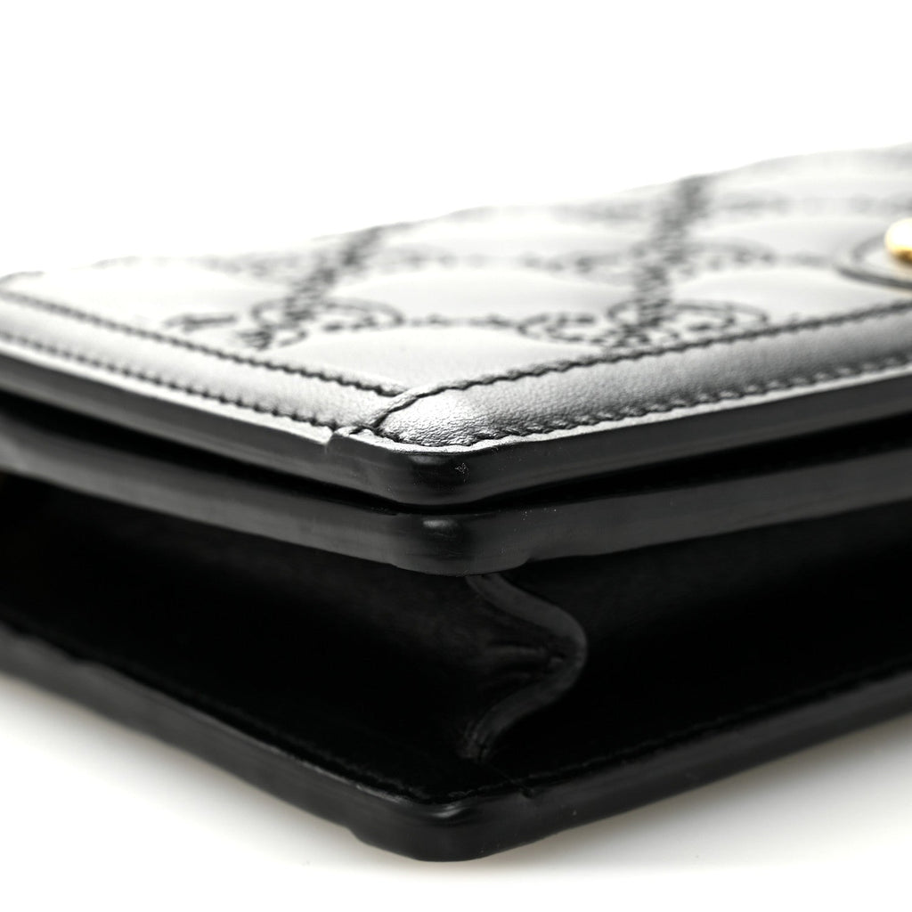 Calfskin GG Matelasse Chain Wallet Black