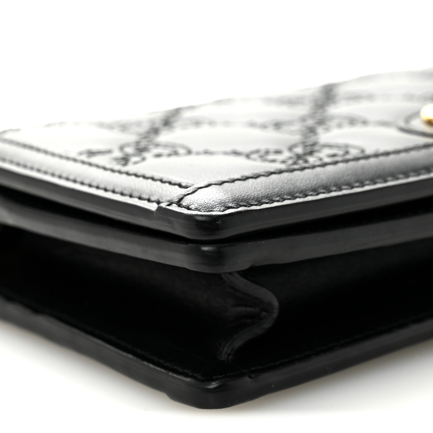 Calfskin GG Matelasse Chain Wallet Black
