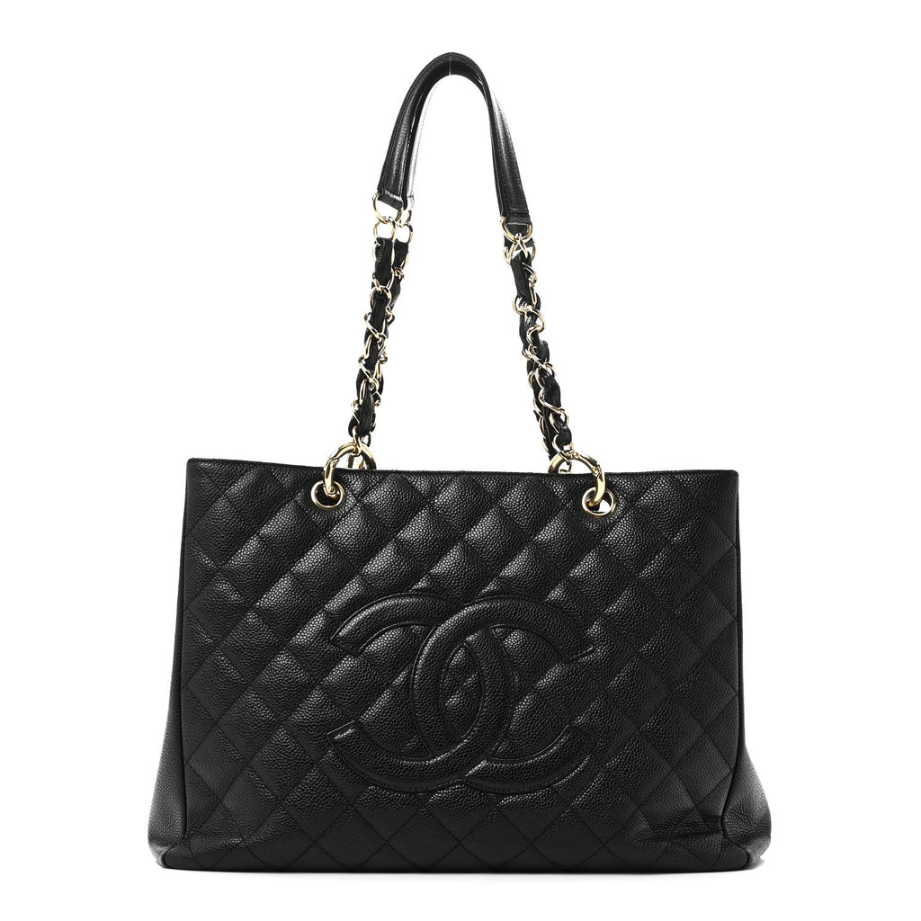 Caviar Quilted Grand Shopping Tote GST Black