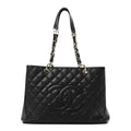 Caviar Quilted Grand Shopping Tote GST Black