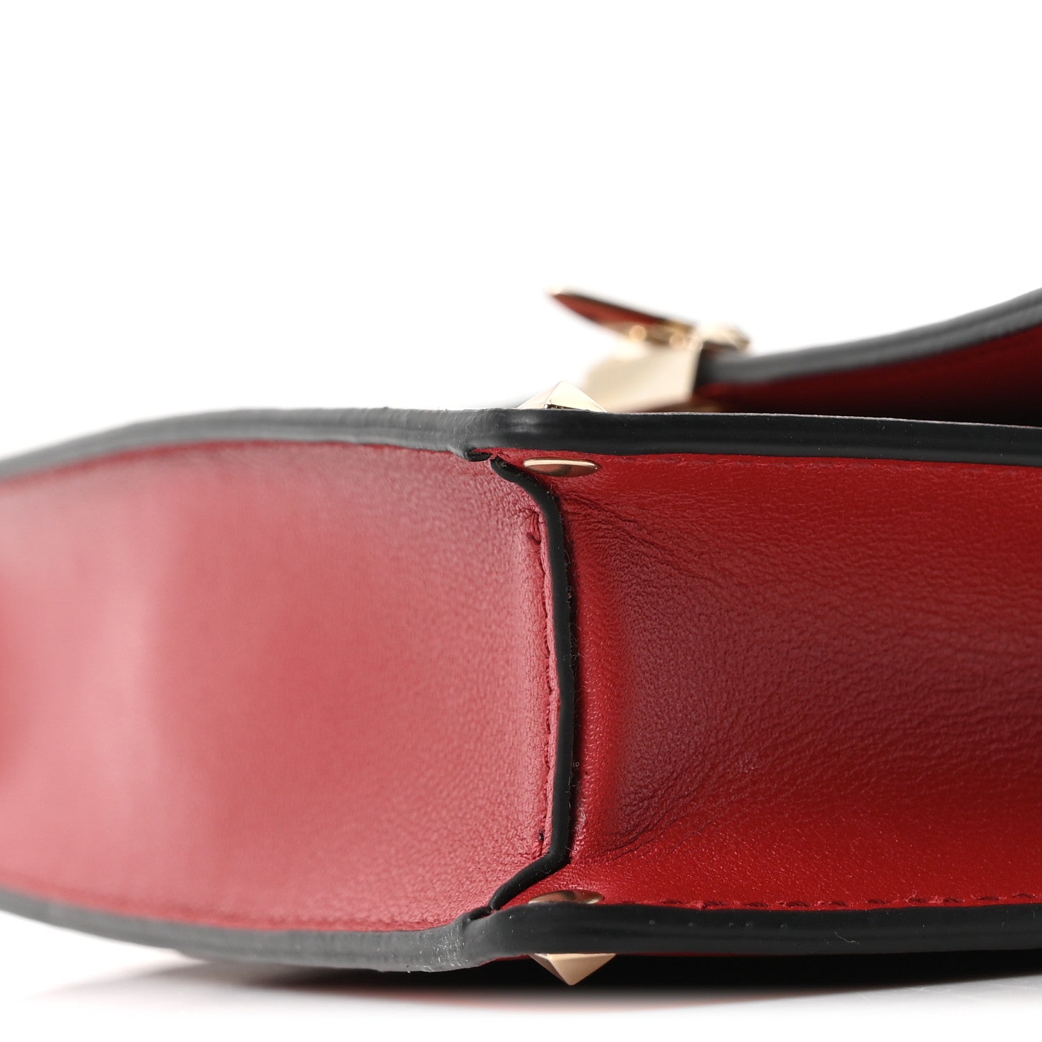 Vitello Rockstud Mini Top Handle Bag Red