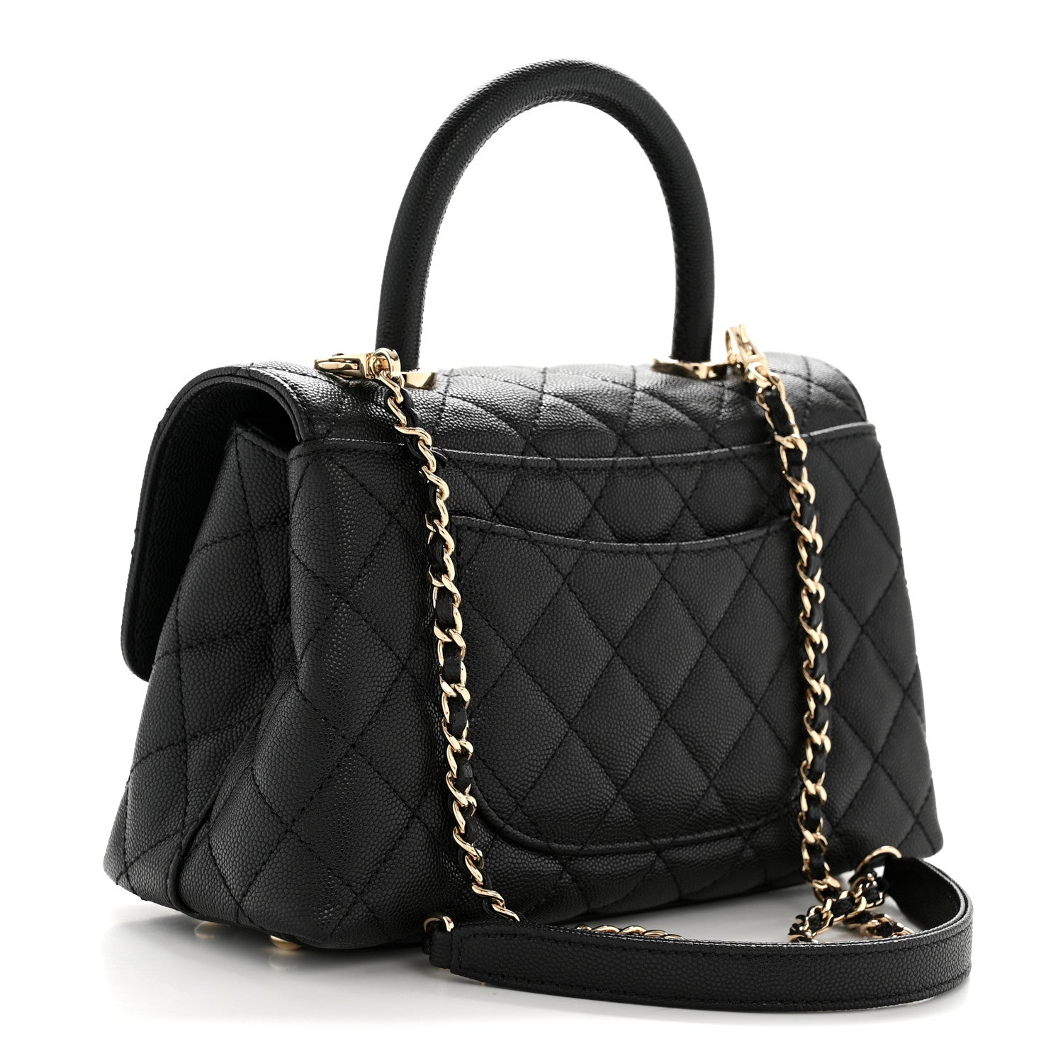 Caviar Quilted Mini Coco Handle Flap Black