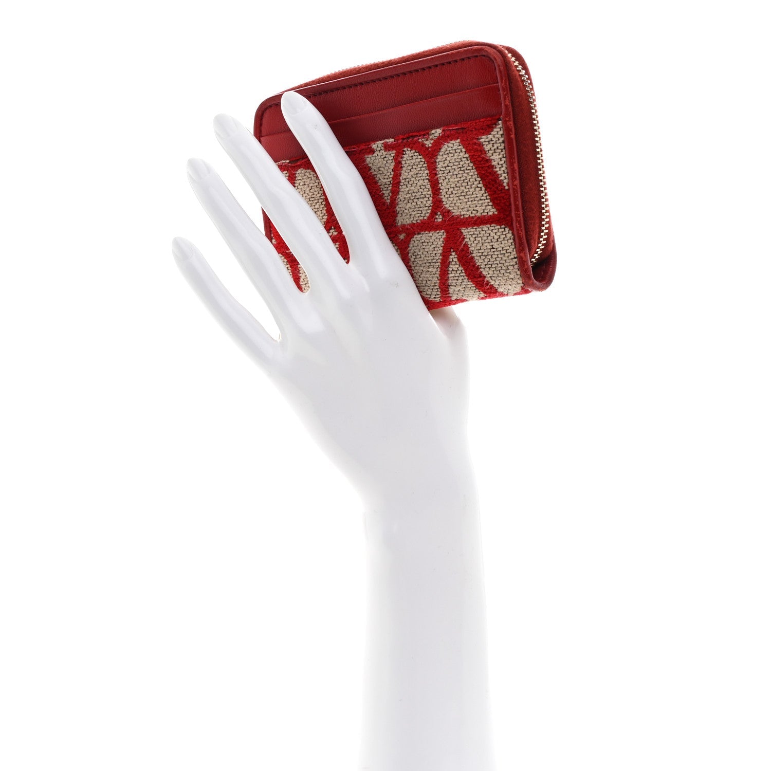 Toile Iconographe Zip Wallet Naturale Rosso Valentino