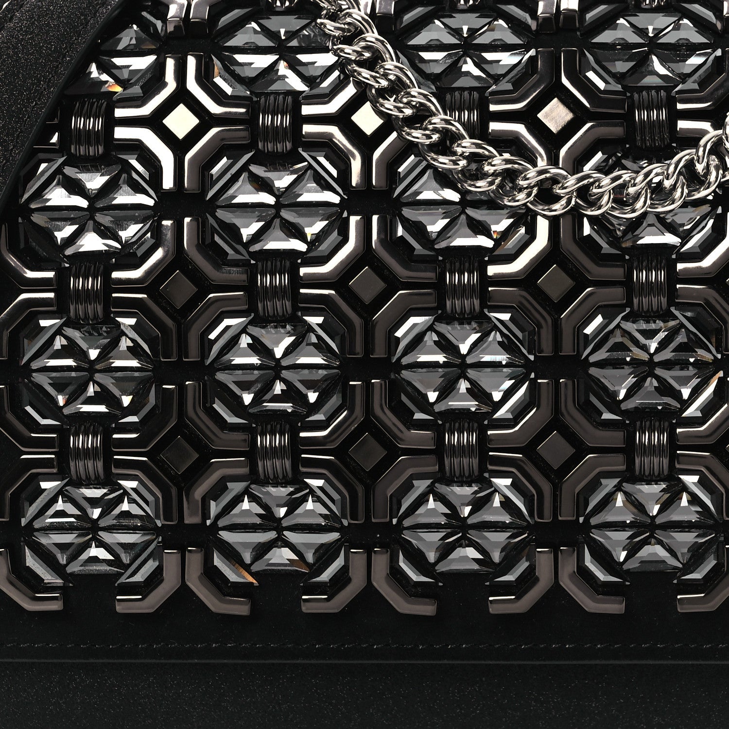 Suede Glitter Calfskin Embellished Paloma Clutch Black