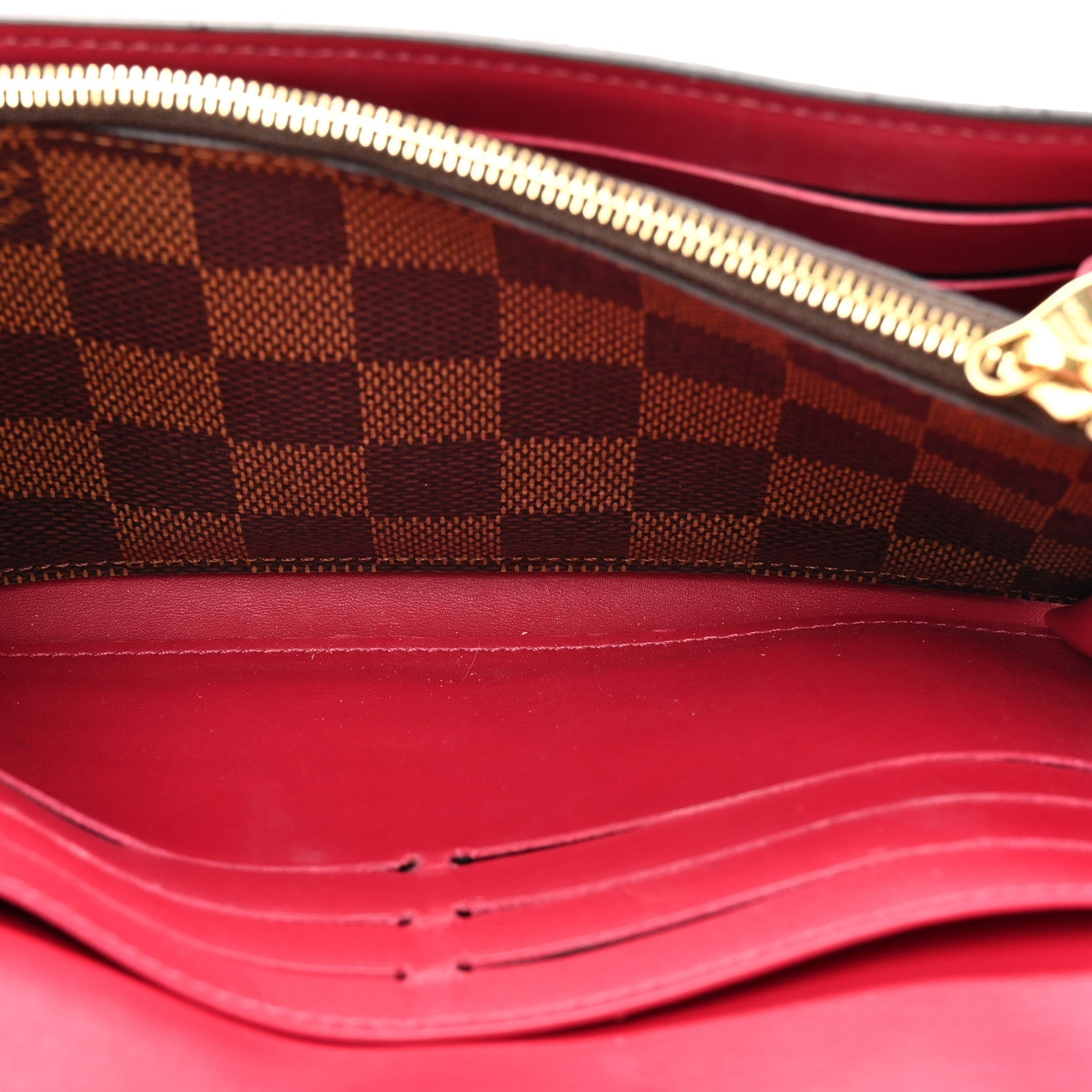 Damier Ebene Croisette Chain Wallet Scarlet