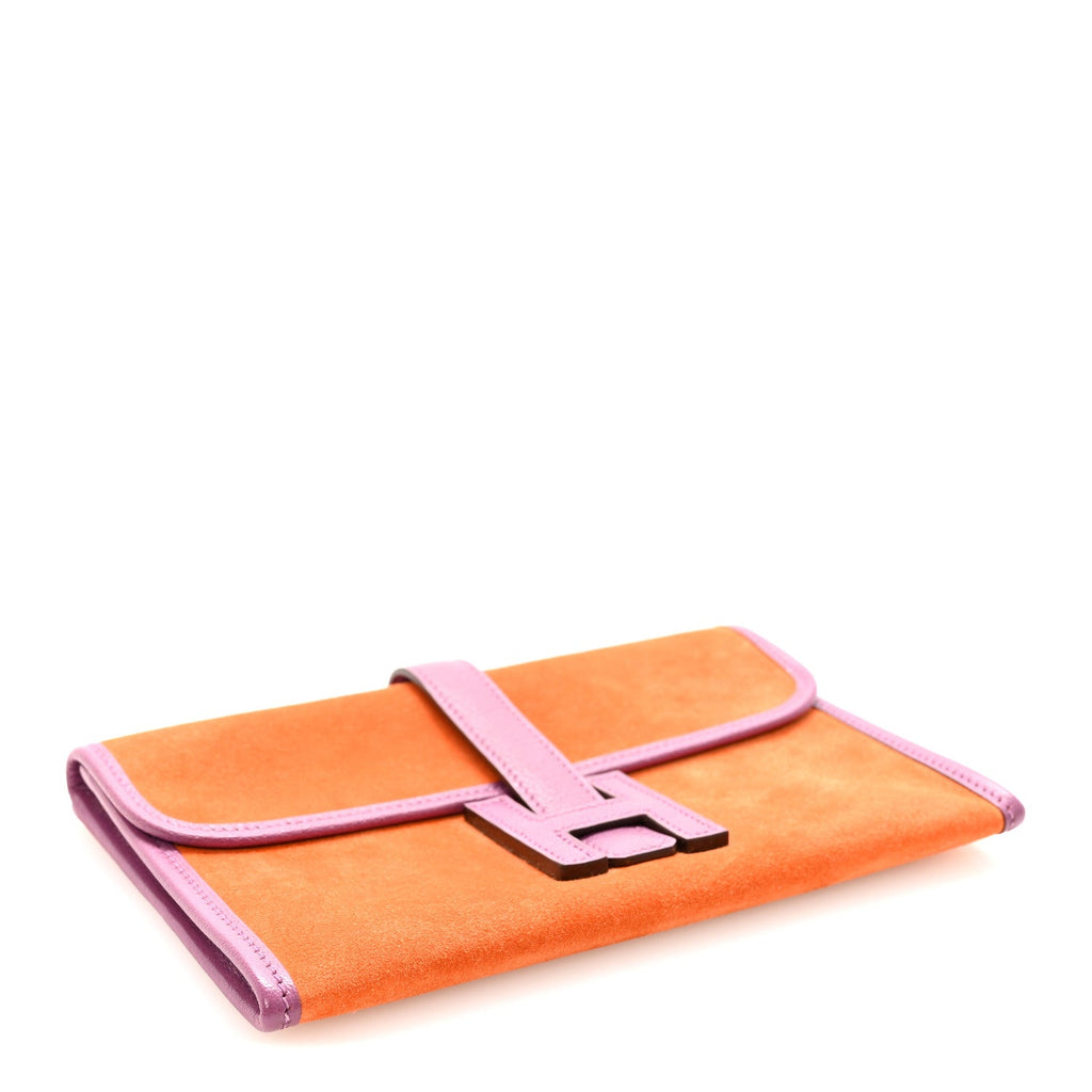 Veau Doblis Suede Chevre Mysore Mini 20 Jige Clutch Orange Cyclamen