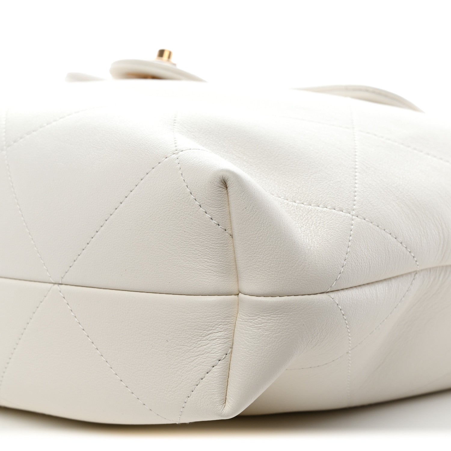 Calfskin Quilted Small Maxi Chain Hobo White