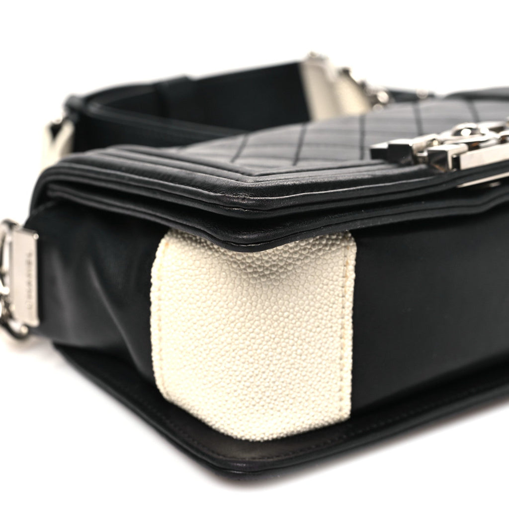 Lambskin Galuchat Stingray Small Boy Crossbody Flap Black