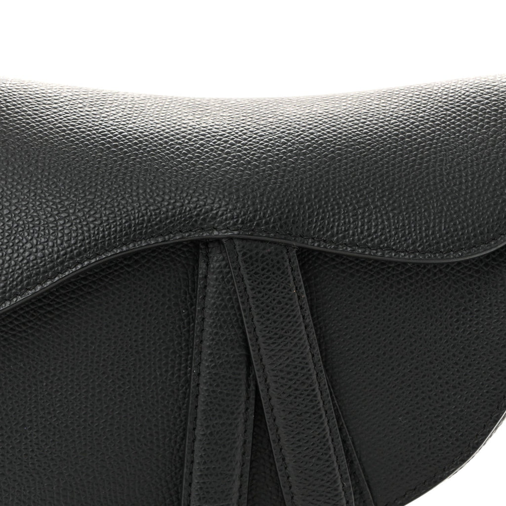 Grained Calfskin Mini Saddle Bag Black