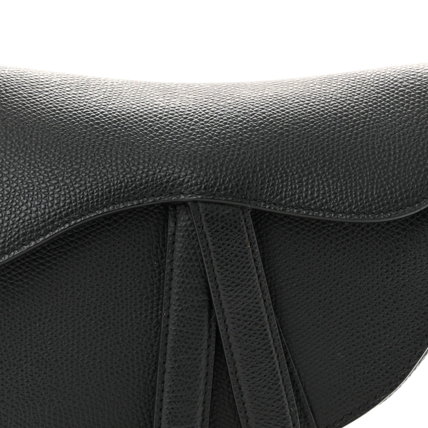 Grained Calfskin Mini Saddle Bag Black