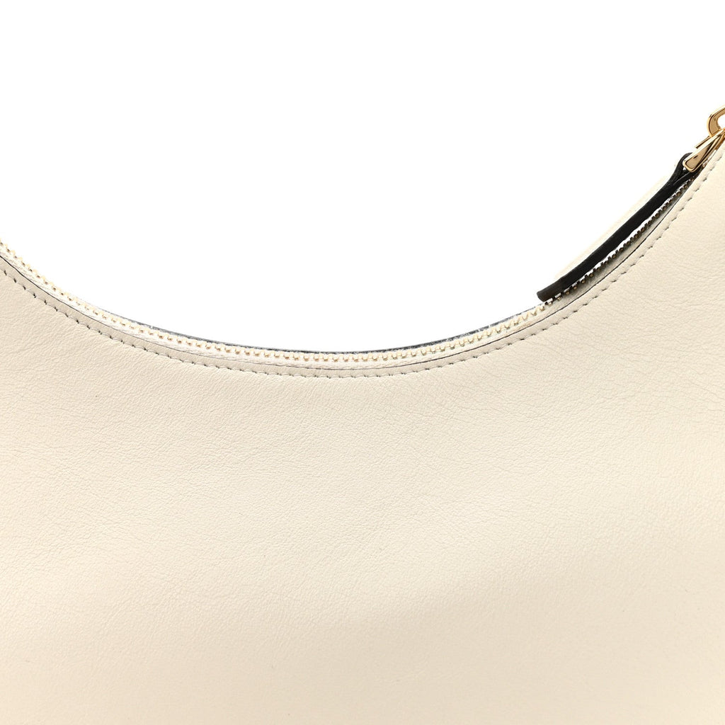 Vitello Grace Matte Small Fendigraphy Hobo Bag White Ice